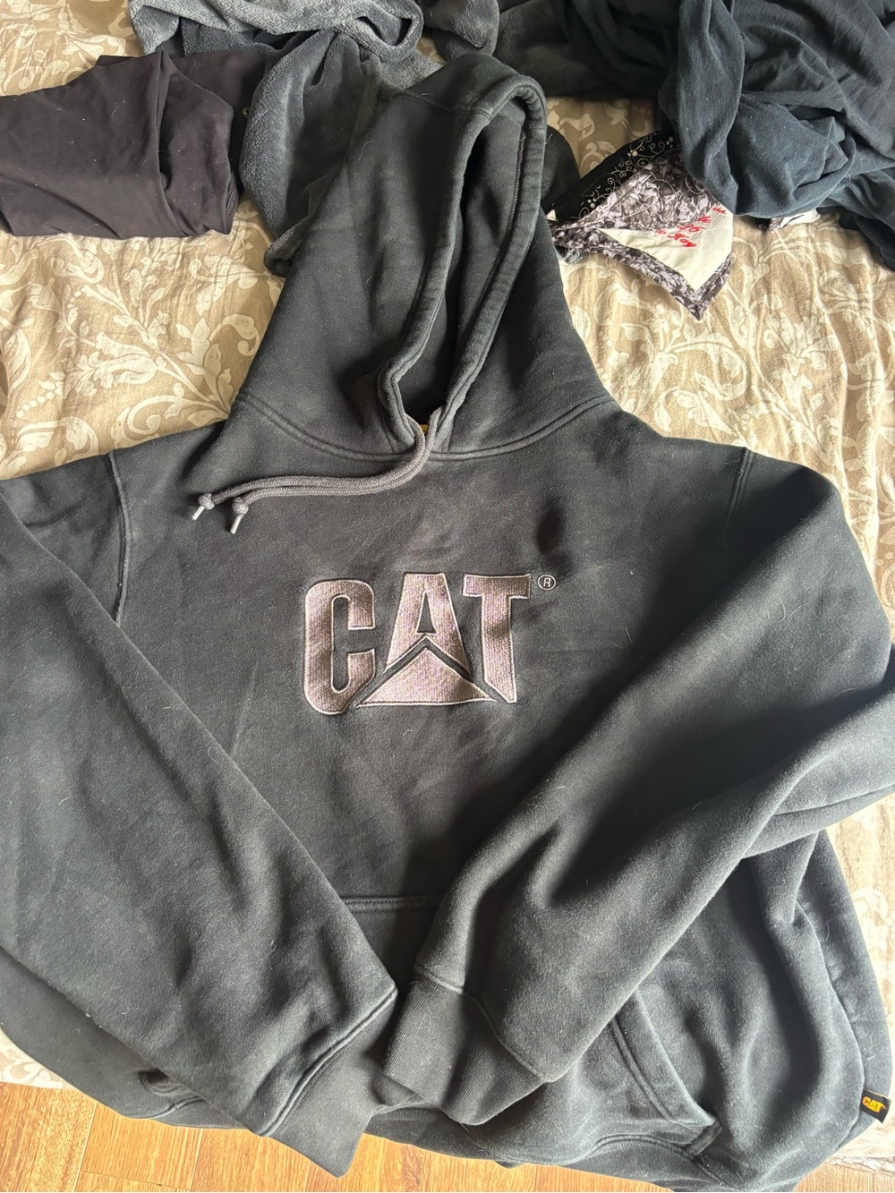 Caterpillar Black Logo Hoodie - Branded Pullover in Black